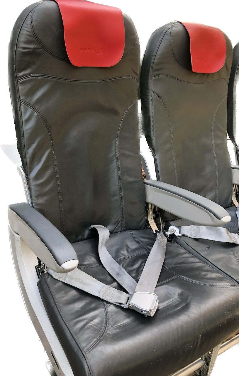 bezorgdheid op vakantie drie Lederen vliegtuigstoelen te koop